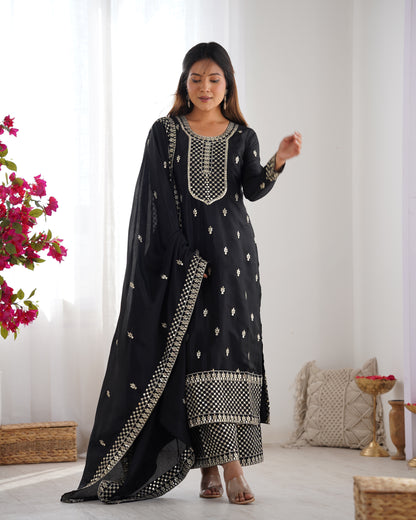 Ethereal Chic Pure Chinon Silk Straight Kurta Set