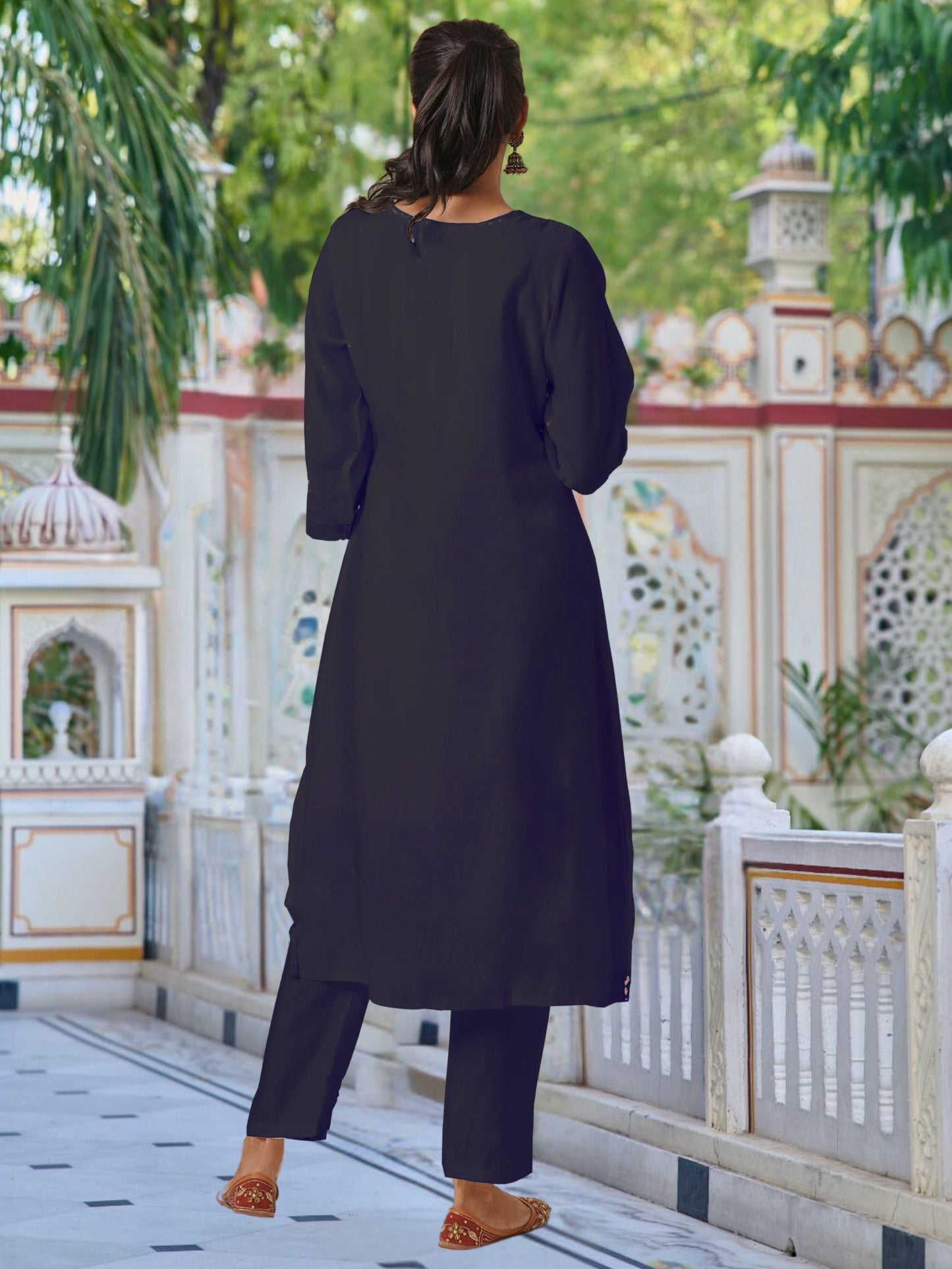 chanderi fabric kurta set