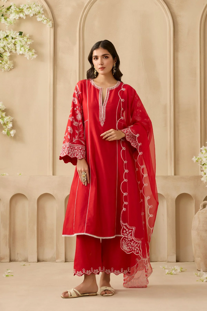 NEW BEAUTIFUL ROMAN SILK KURTA SET