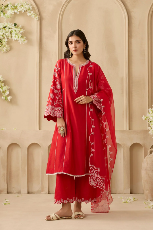 NEW BEAUTIFUL ROMAN SILK KURTA SET