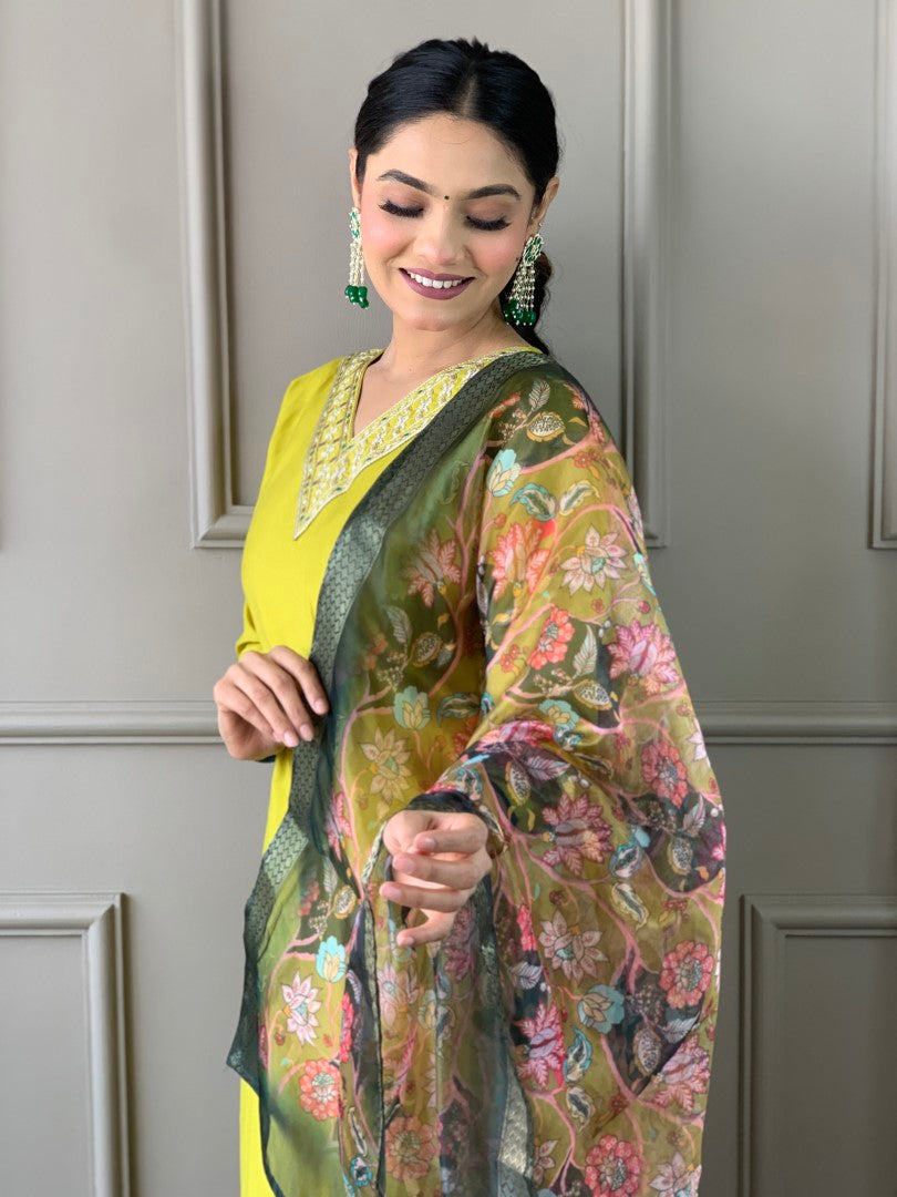 NEW BEAUTIFUL VISCOSE CHANDERY KURTA SET