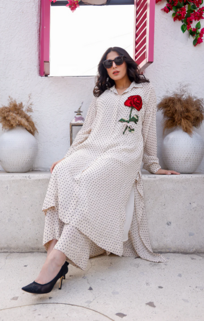 White Schiffli Embroidered Suit