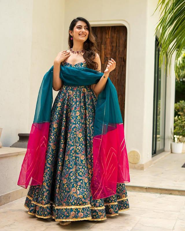 Luxurious Chinnon Silk Suit Set with Dupatta