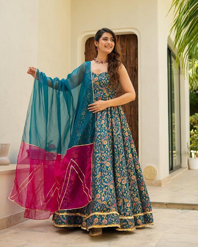 Luxurious Chinnon Silk Suit Set with Dupatta