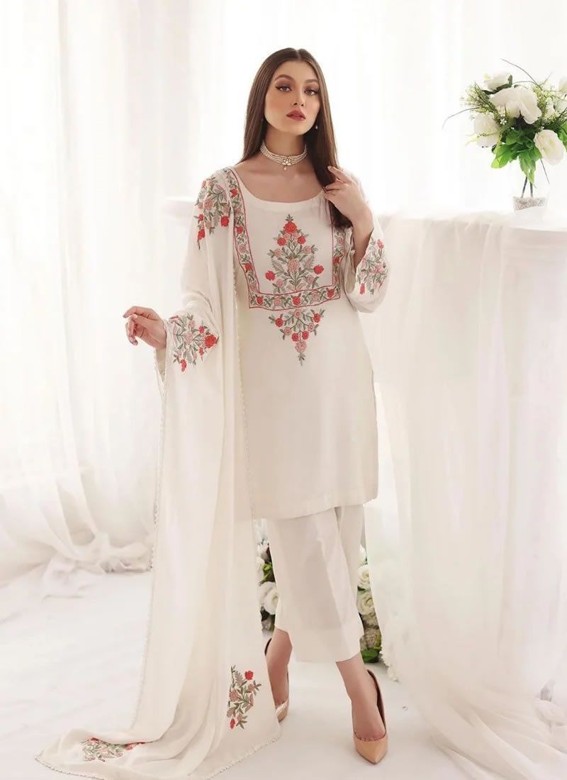 Heavy Faux Georgette Kurta Pant And Dupatta