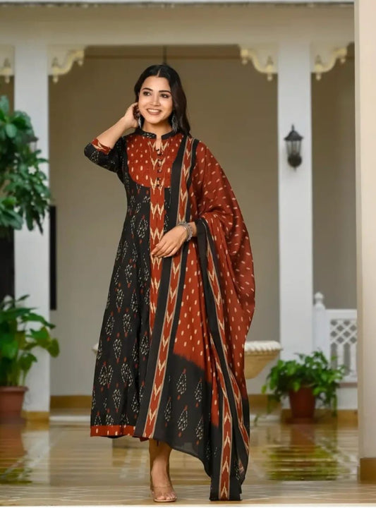Beautiful Anarkali Kurti Set with Malmal Dupatta