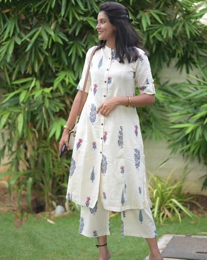Floral Fine cotton kurti Palazza set