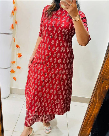 Floral Fine cotton kurti Palazza set