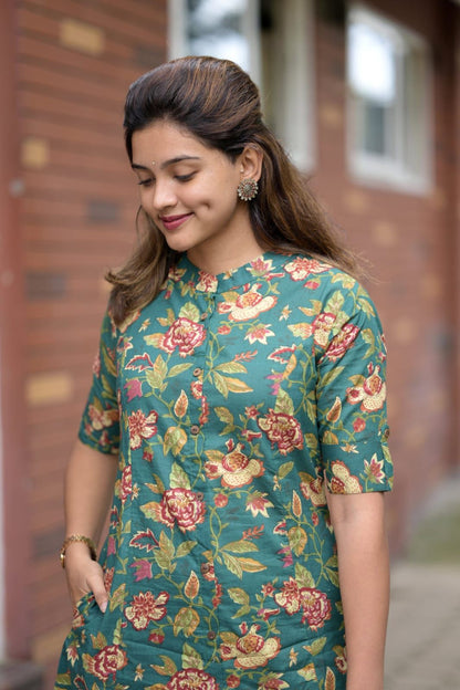 Premium Floral Fine Cotton Kurti & Palazzo Co-Ord Set