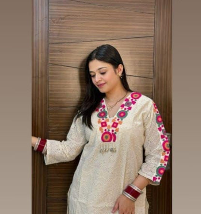 legant Cotton Shiffley Embroidered Top & Pant Set