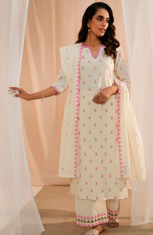NEW PURE COTTON  WHITE KURTA SET