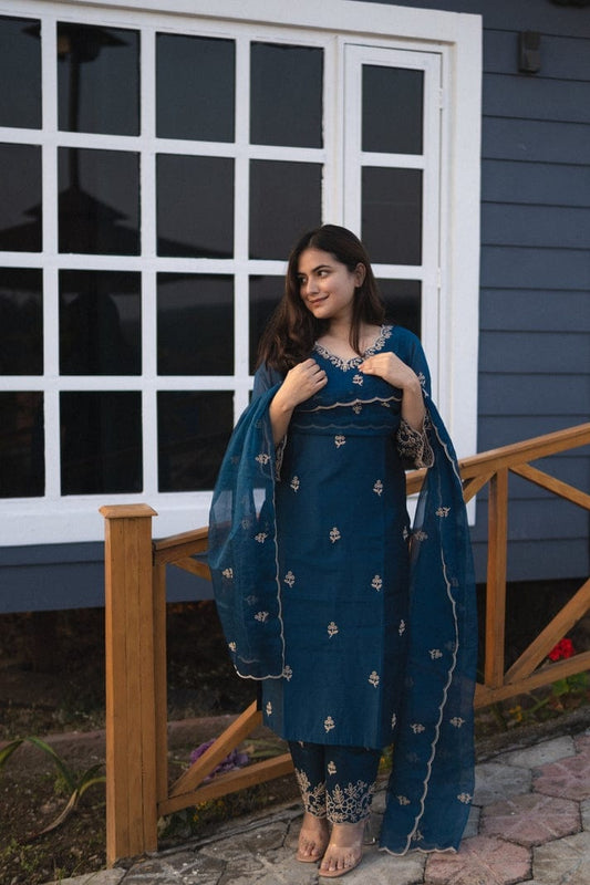 Timeless Elegance in Every Thread – Chanderi Silk 3-Piece Suit Set