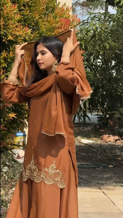 New Designer Party Wear Top & Palazzo Set with Fancy Dupatta