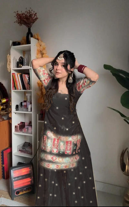 Designer Party Wear Set –Top, Palazzo & Dupatta