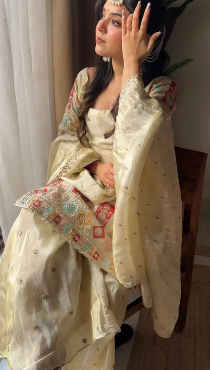 Designer Party Wear Set –Top, Palazzo & Dupatta