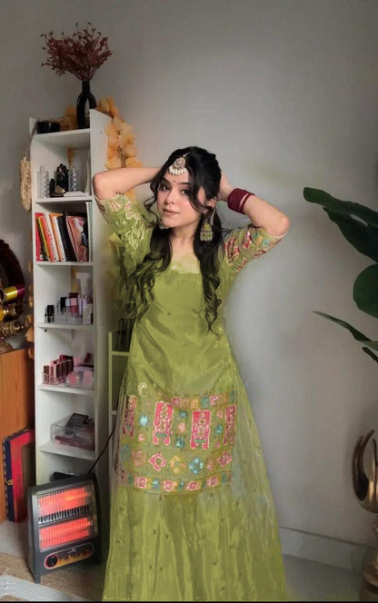 Designer Party Wear Set –Top, Palazzo & Dupatta
