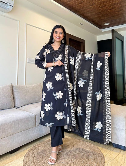 New Floral Print Flair Suit Set