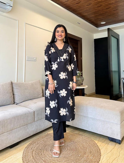 New Floral Print Flair Suit Set