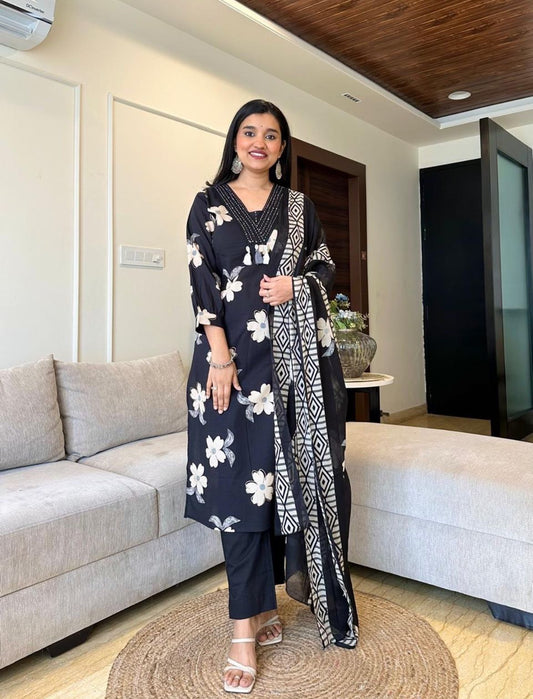 New Floral Print Flair Suit Set