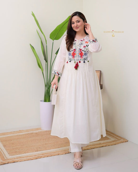 New Cotton Top with Pocket Plazo Pant Set