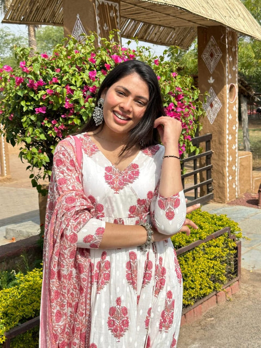 Premium Cotton Anarkali 3-Piece Suit Set