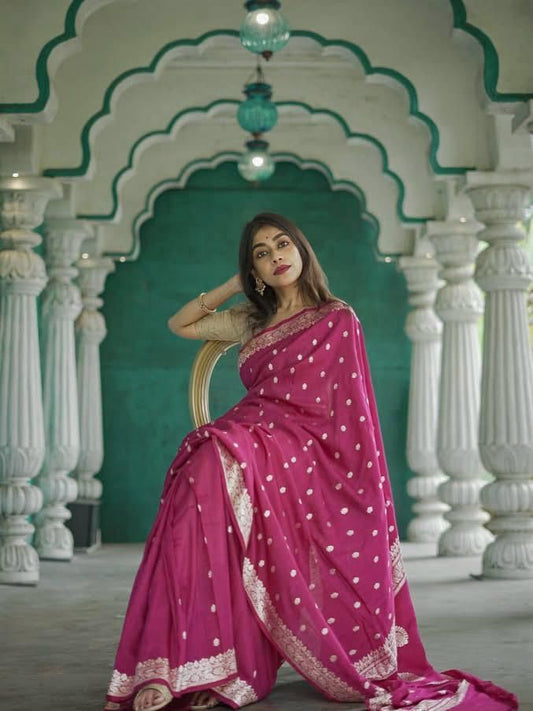 Elegant Soft Lichi Silk Saree with Jacquard Work