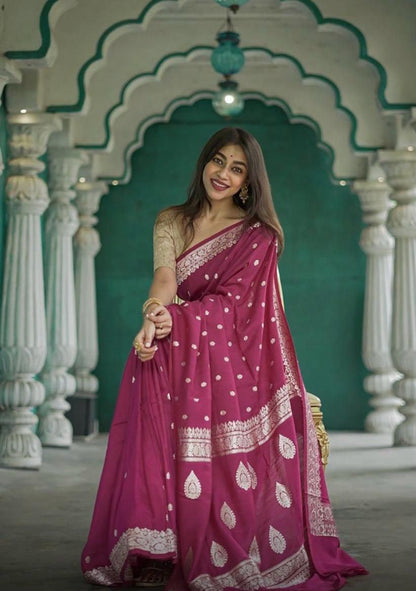 Elegant Soft Lichi Silk Saree with Jacquard Work