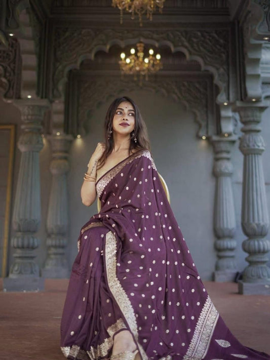 Elegant Soft Lichi Silk Saree with Jacquard Work