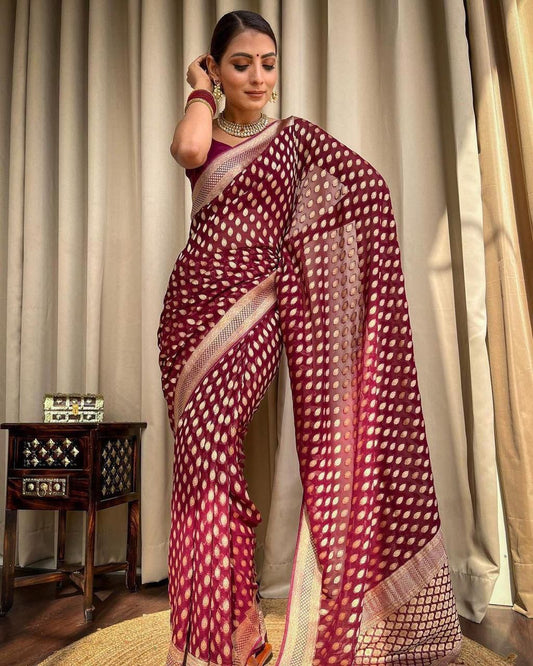 Elegant Soft Lichi Silk Saree with Jacquard Work