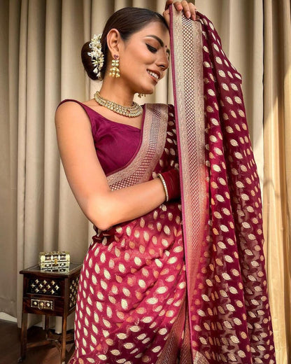 Elegant Soft Lichi Silk Saree with Jacquard Work