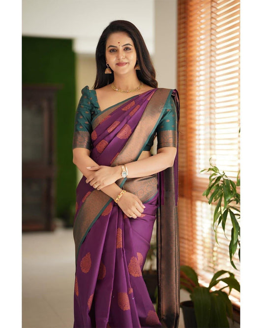 Elegant Soft Lichi Silk Saree with Jacquard Work