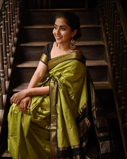 Silk Light Green Festival Wear Weaving Saree
