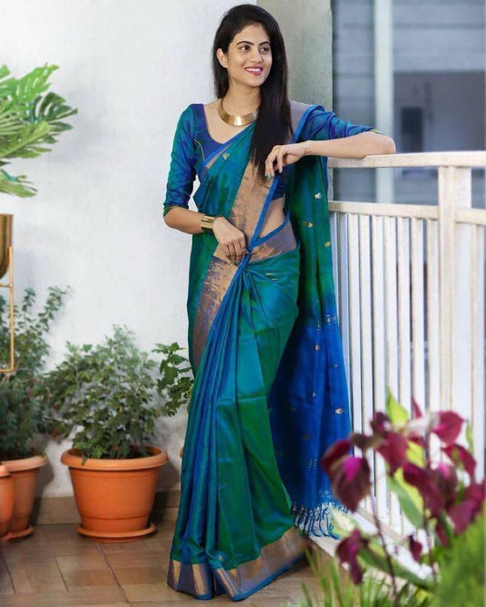 Blue Color Premium Soft Lichi Silk Saree
