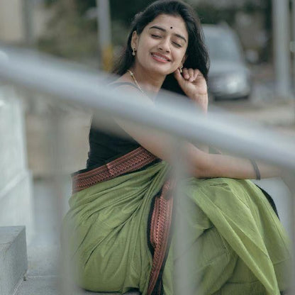 Bottle Green & Green Embellished Kanjivaram Lichi Silk Saree