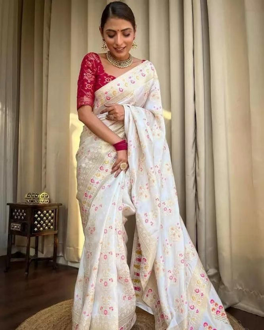Off White Premium Soft Lichi Silk