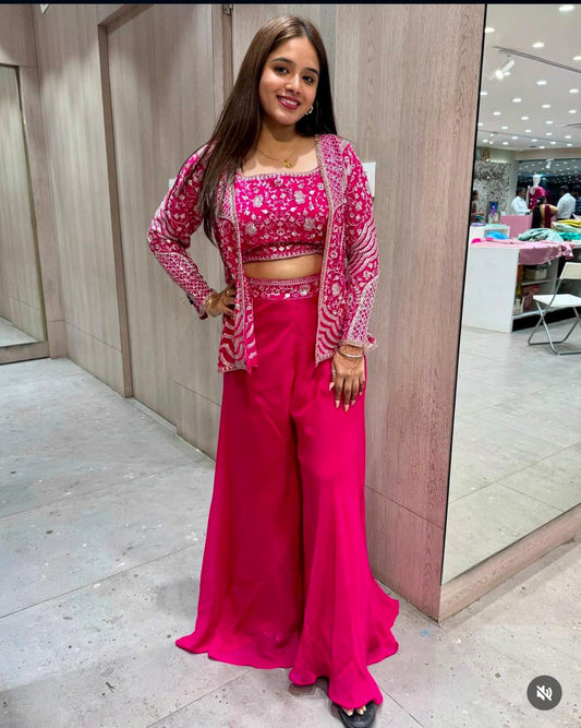 Rani Pink Palazzo Koti Blouse Set