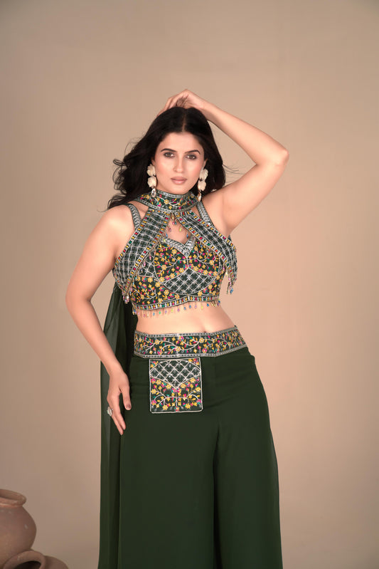 Geogatte Green Palazzo Blouse set