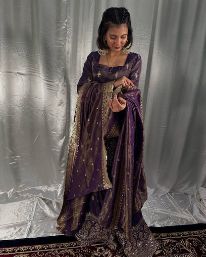 Premium Cosmos Shimmer Sharara Set