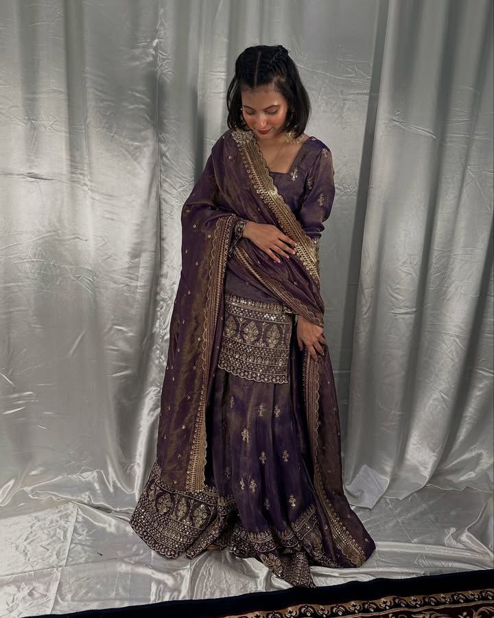 Premium Cosmos Shimmer Sharara Set