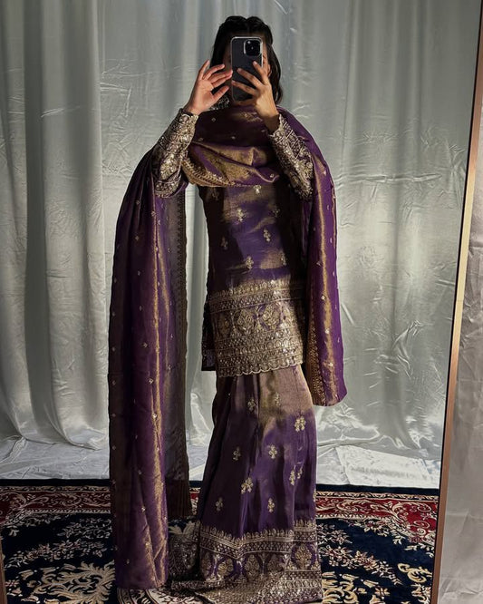 Premium Cosmos Shimmer Sharara Set