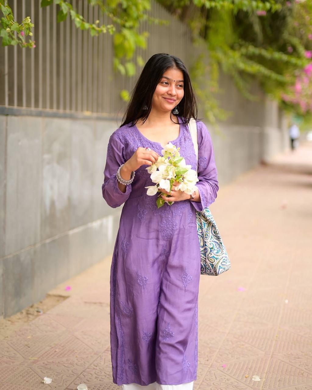 Beautiful Chikankari Rayon Kurti With Plazzo Set