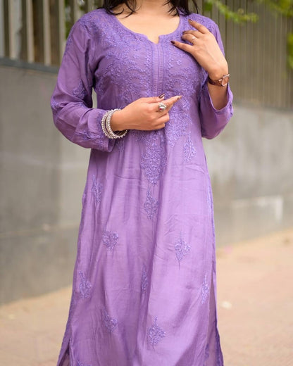 Beautiful Chikankari Rayon Kurti With Plazzo Set