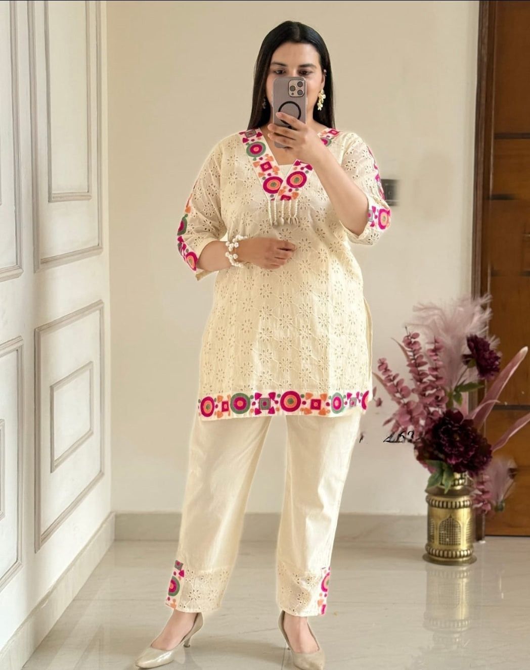 New White Premium Designer Co-ord Set