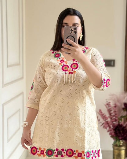 New White Premium Designer Co-ord Set