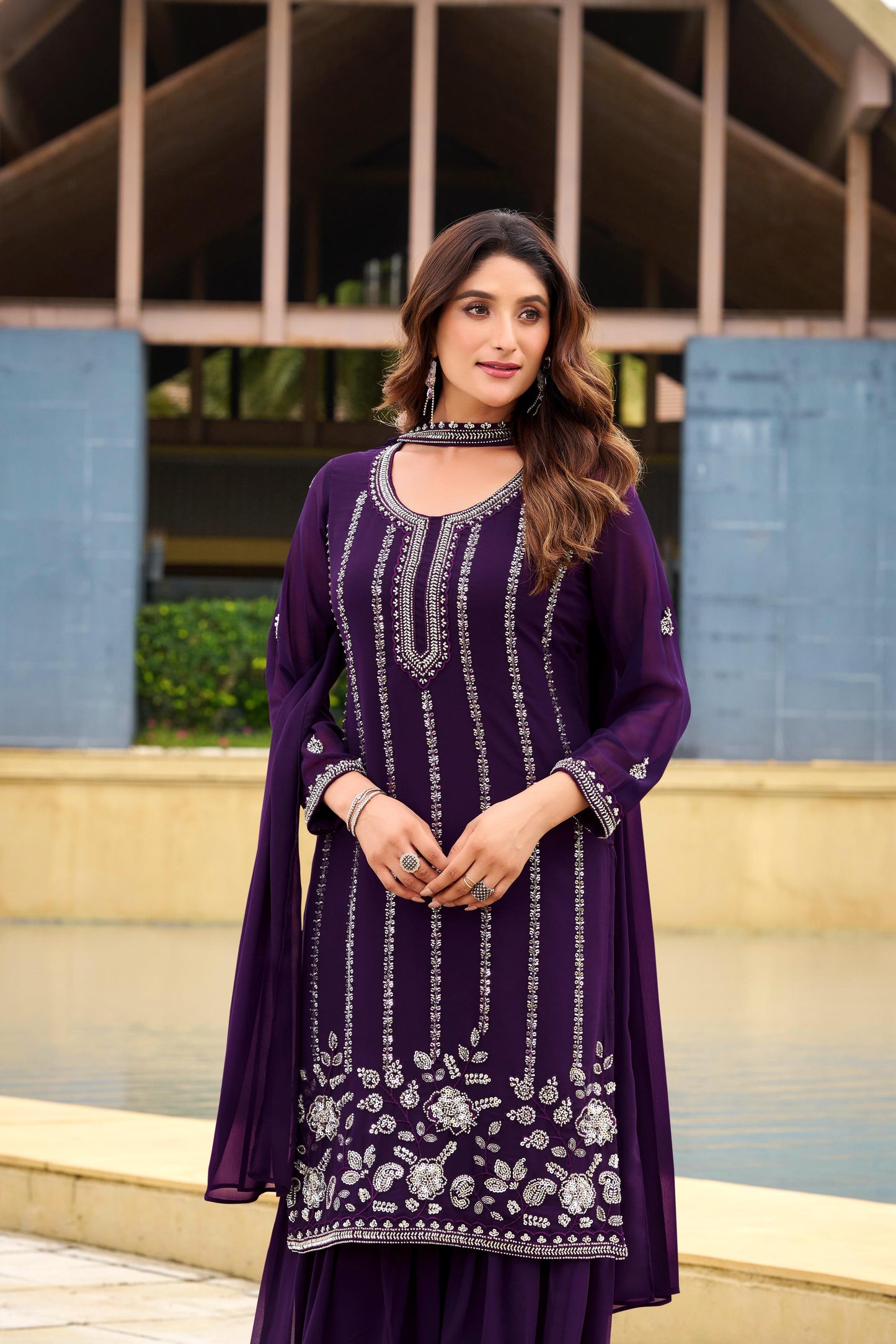 Purple A Royal Charm Designer Sharara Set