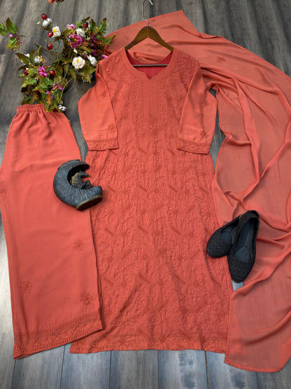 DESIGNER WEAR TOP AND PLAZO WITH DUPATTA SET