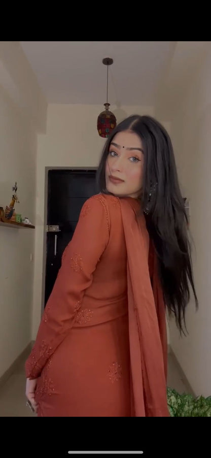 DESIGNER WEAR TOP AND PLAZO WITH DUPATTA SET