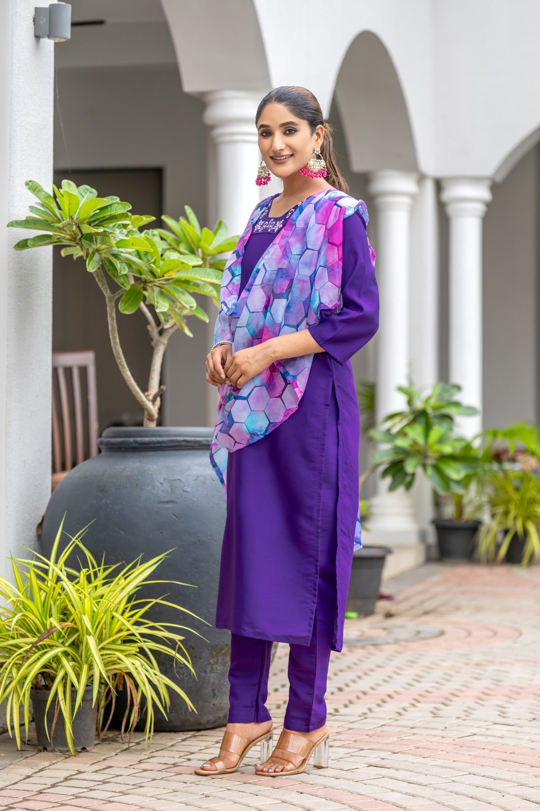 Embroidered Rayon Slub kurta set