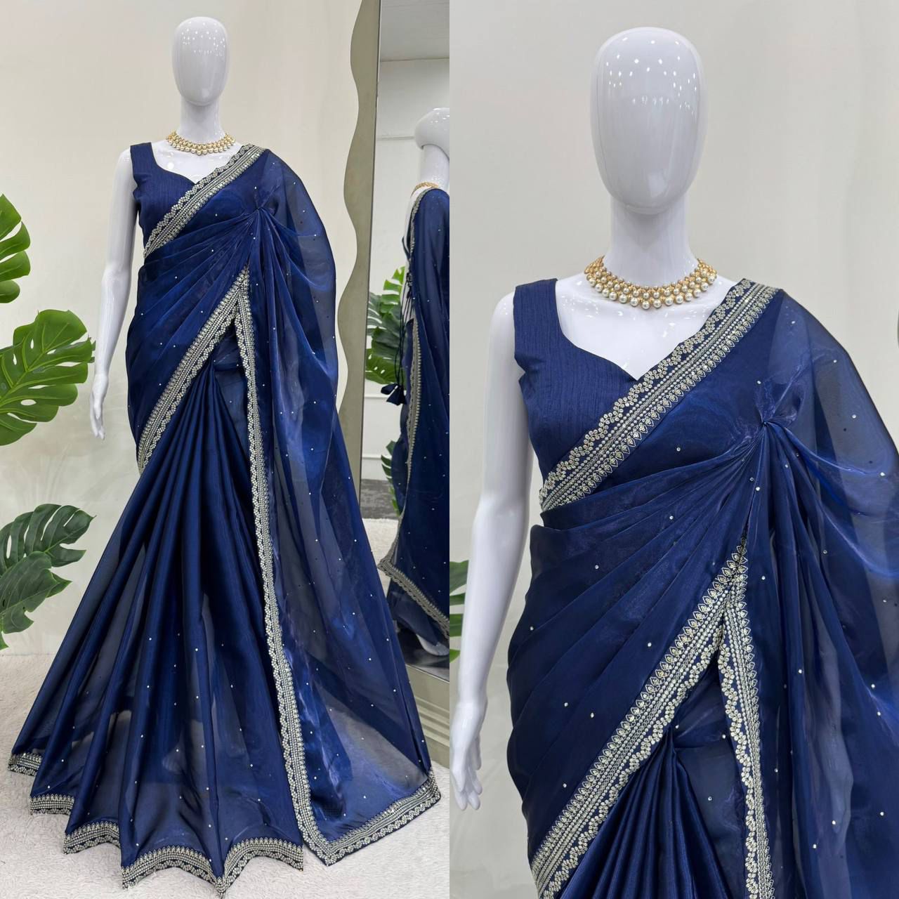 beautiful Designer Saree on Havy Organza Silk Febric