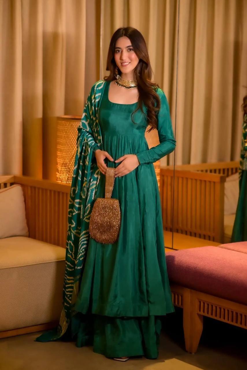 Liza Silk Anarkali With Digital Printed Dupatta
